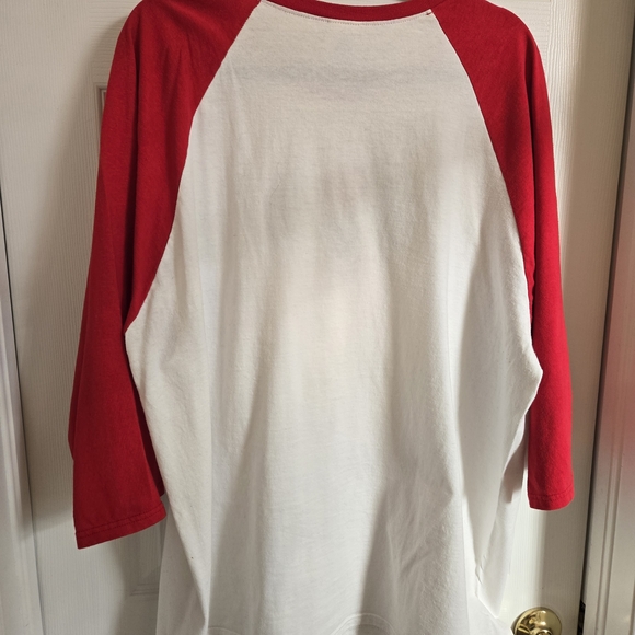 Anvil Red and White Raglan Tee with Graphic - Picture 4 of 4